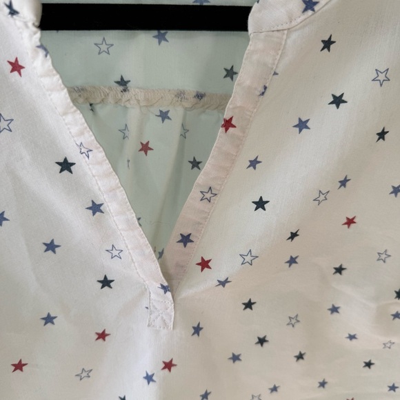 Eddie Bauer women's patriotic stars cream sleeveless tank top L 4th of July - Picture 4 of 6